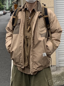 Daily 1|日系复古阿美咔叽加厚夹克美式休闲撞色拼接棉服宽松棉衣