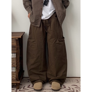 直通裤 日系大口袋工装 纯色复古宽松慵懒休闲百搭阔腿裤 裤 Daily