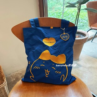 日系可爱chiikawa吉伊卡哇刺绣包轻便可折叠手提单肩包学生补习袋