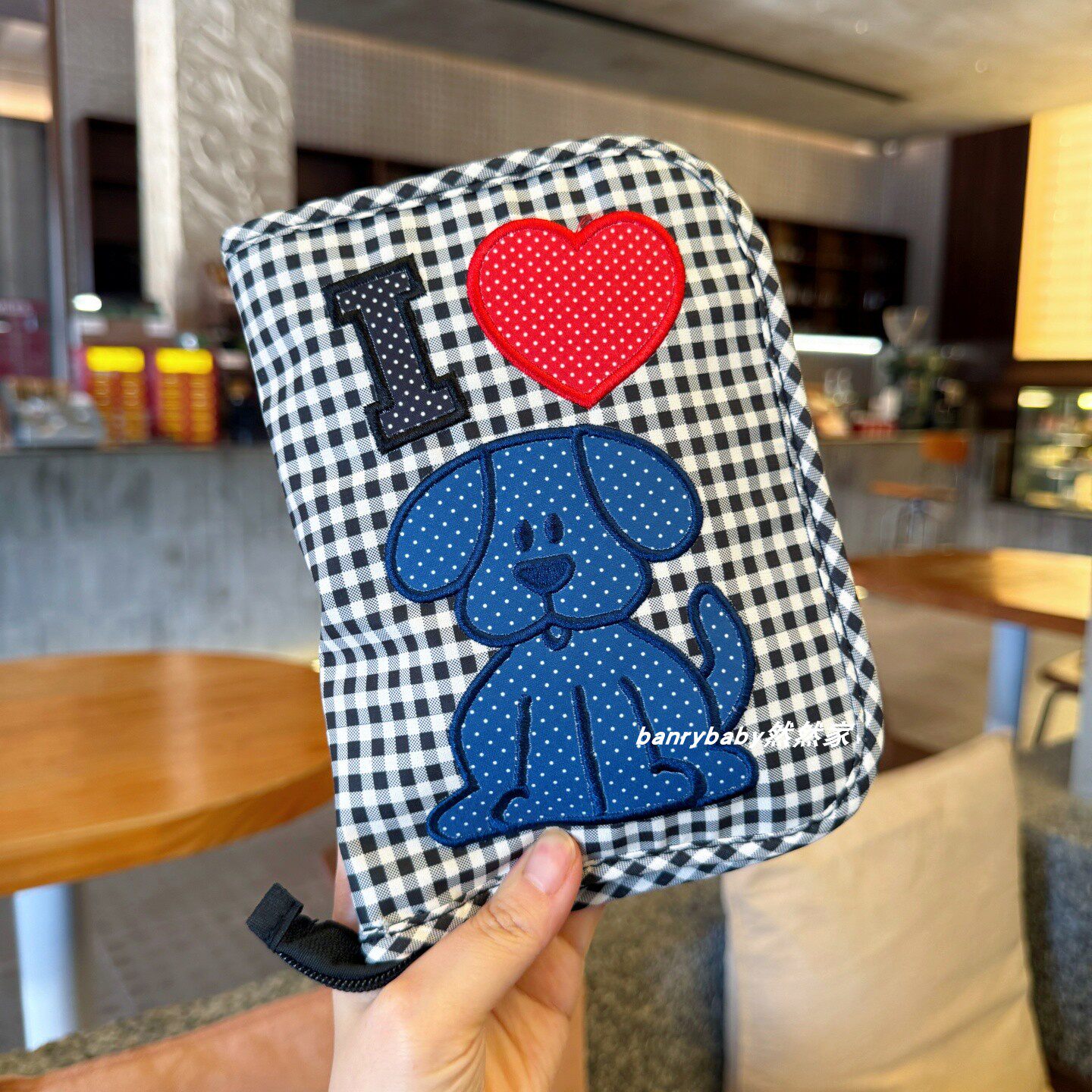 韩国卡通小狗刺绣格子证件包多功能复古卡包旅行收纳包,收纳整理,卡包/证件包,淘宝优惠券,粉丝福利购,淘宝优惠卷