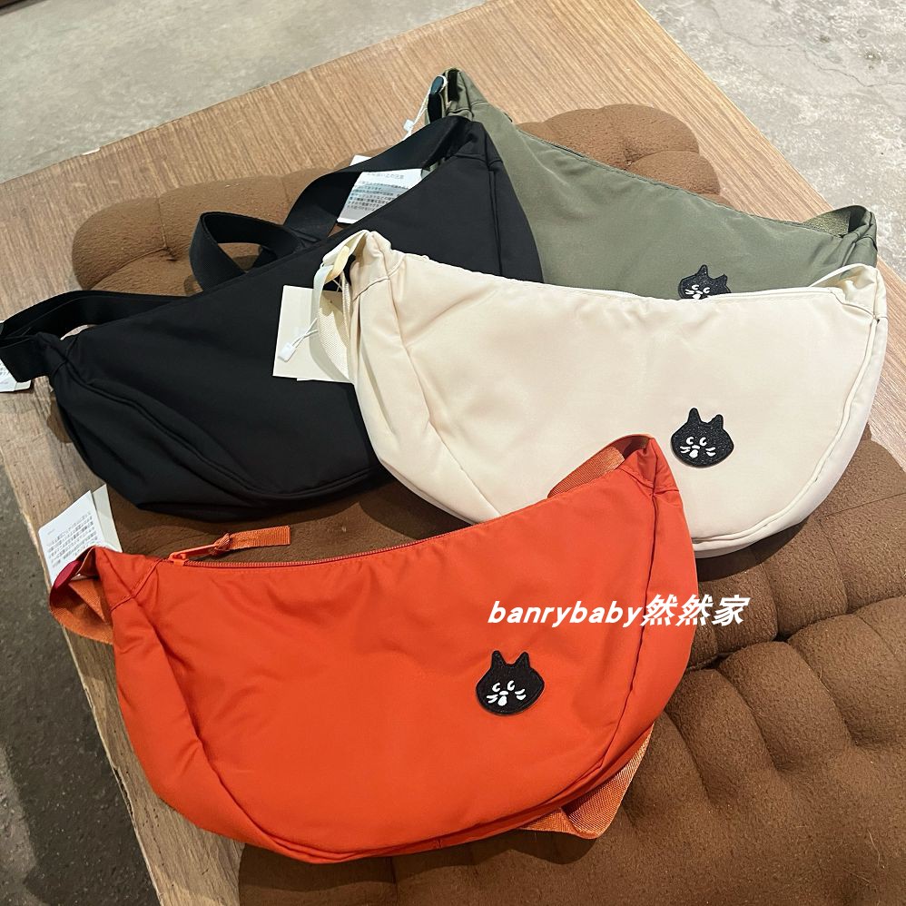 日系可爱惊讶猫饺子包百搭刺绣斜挎包单肩腋下包