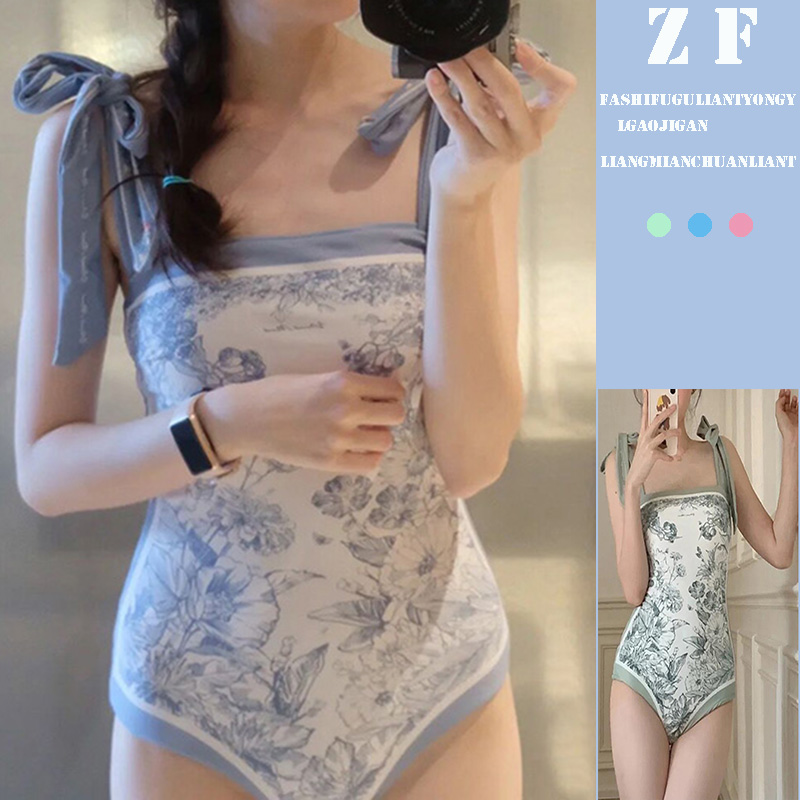 复古连体高级感泳衣小胸显瘦夏法式性感Retro-chic bathing suit