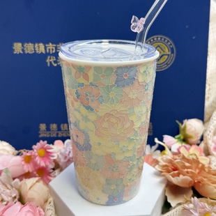 景德镇陶瓷立体万花可乐杯玉泥原创手作闺蜜情侣礼物高颜值伴手礼