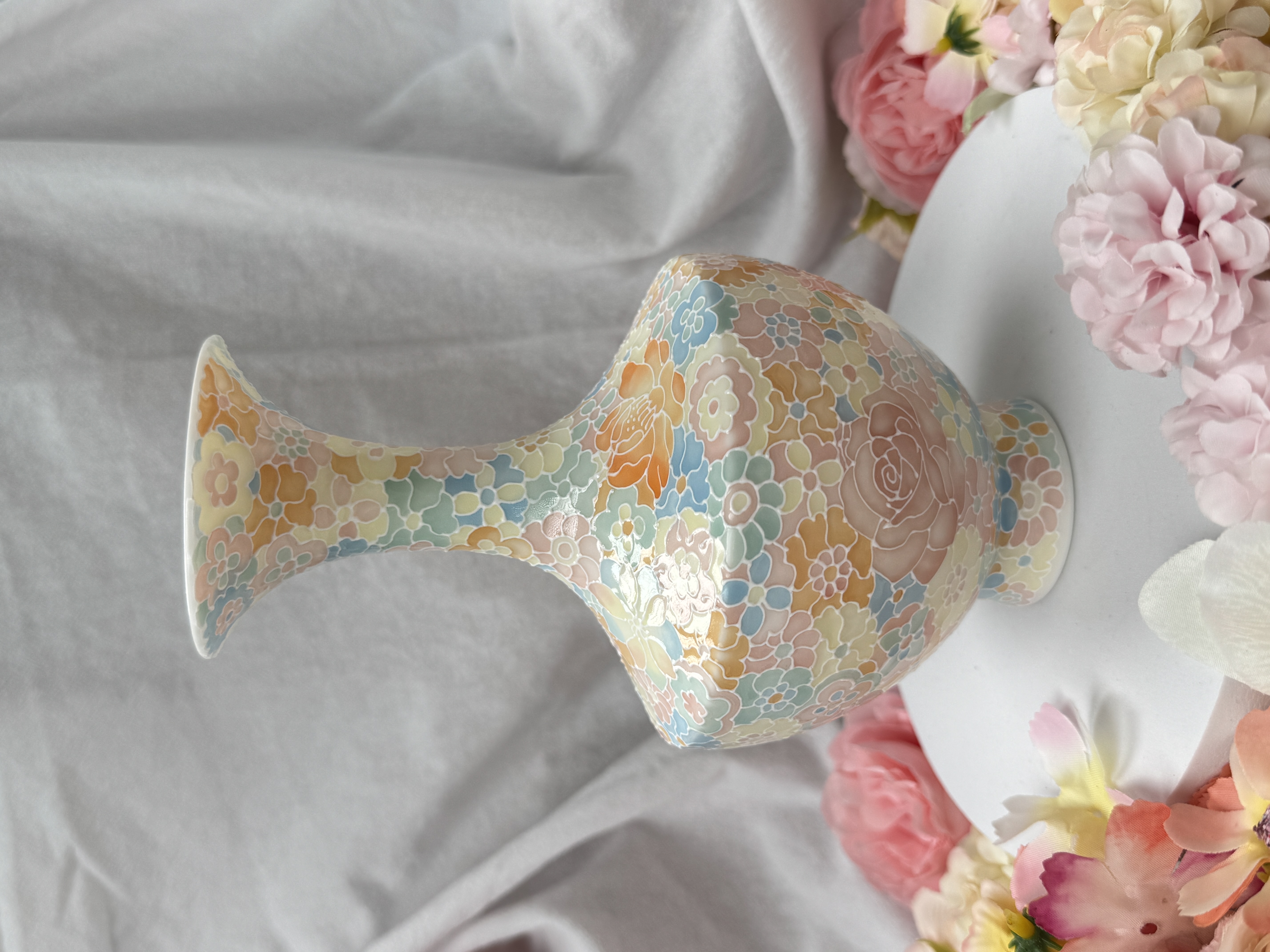 景德镇陶瓷非遗立体浮雕万花花瓶新中式花器闺蜜情侣高颜值礼物