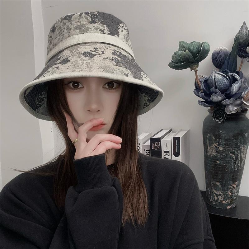 2025新款大头围小众扎染牛仔渔夫帽女日系秋冬高级感显脸小盆帽潮