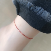 定制18k纯金超闪本命年红绳脚链手链1.5mm巨细时尚 简约礼物暗红