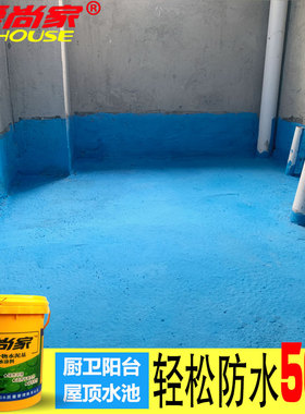 蓝色防水涂料卫生间屋顶厨房阳台内外墙JS灰色堵漏胶水池材料20KG