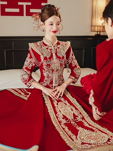 出租丝绒重工秀禾服2025年新款租赁出阁高端中式秀禾嫁衣结婚显瘦