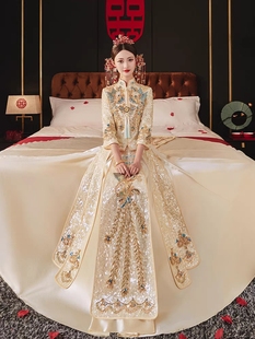 出租秀禾服2025新款结婚香槟色中式新娘服婚服女秀和服龙凤褂冬