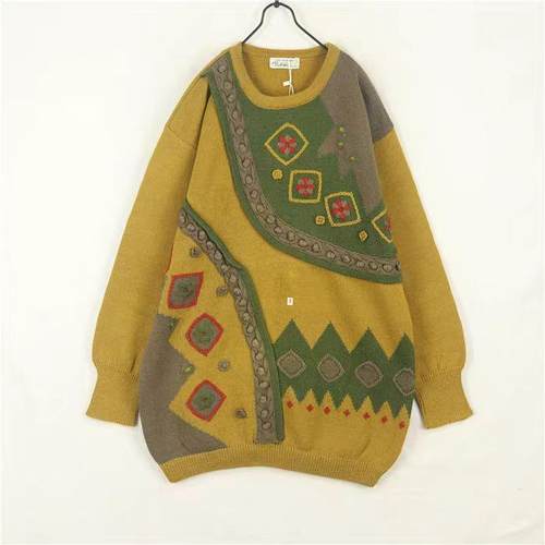 vintage宽松版麻花休闲毛衣