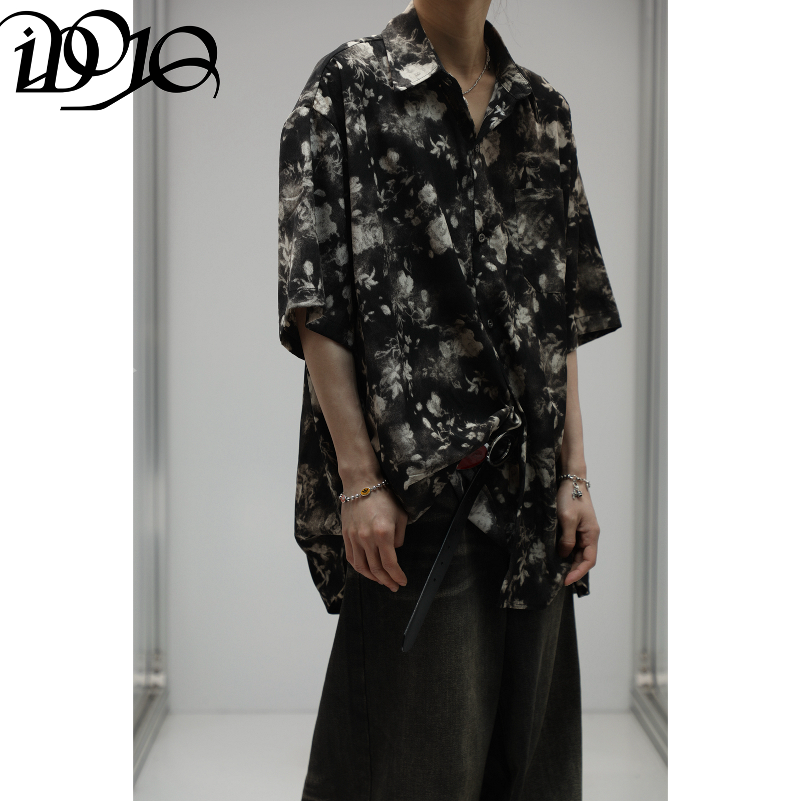 iDojo*轻薄透气夏威夷度假宽松休闲痞帅垂坠短袖花衬衫男cleanfit