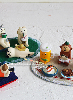 日式风登山旅猫咖啡树脂桌面摆件