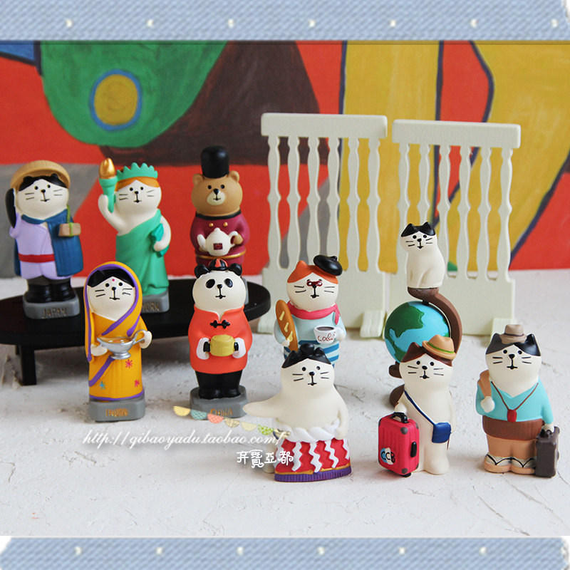 日式风decole环游旅猫免邮摆件