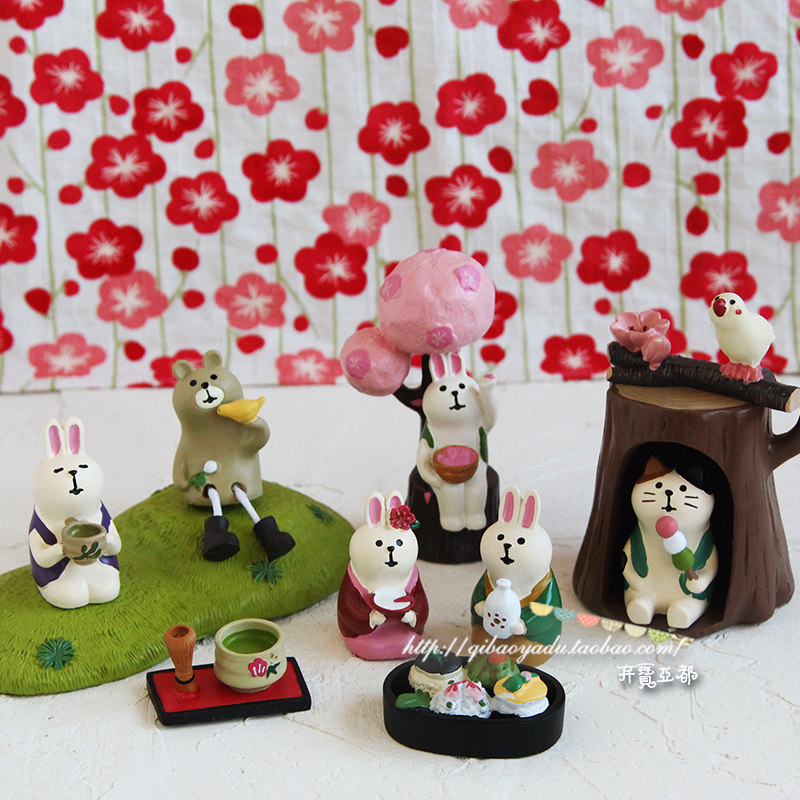 日式兔子树脂公仔摆件桌面可爱