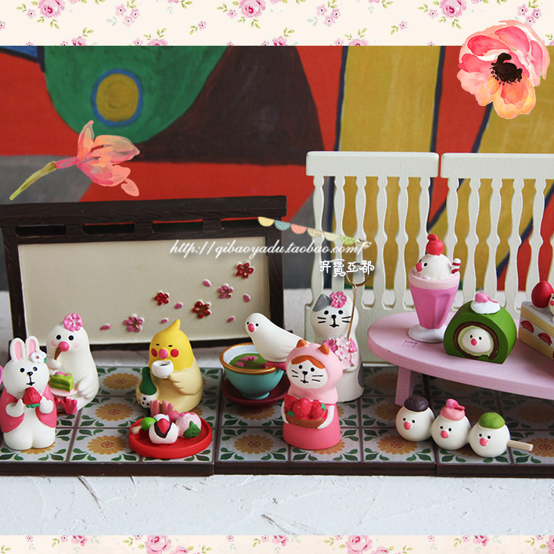 ins日式风文鸟樱花树脂桌面摆件