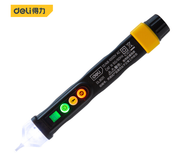 得力DL8011工具 12/48—1000V智能非接触式蜂鸣式家用电工测电笔