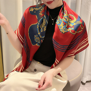 90CM大方巾长辈礼物丝巾围巾女秋冬季新款洋气时尚妈妈百搭配衬衫