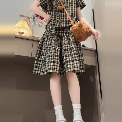 格子衬衫夏季穿搭一整套装短裙
