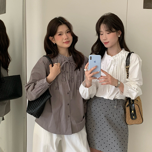 SUSAN-温柔叙境法式别致独特木耳拼接设计感小衫TW719