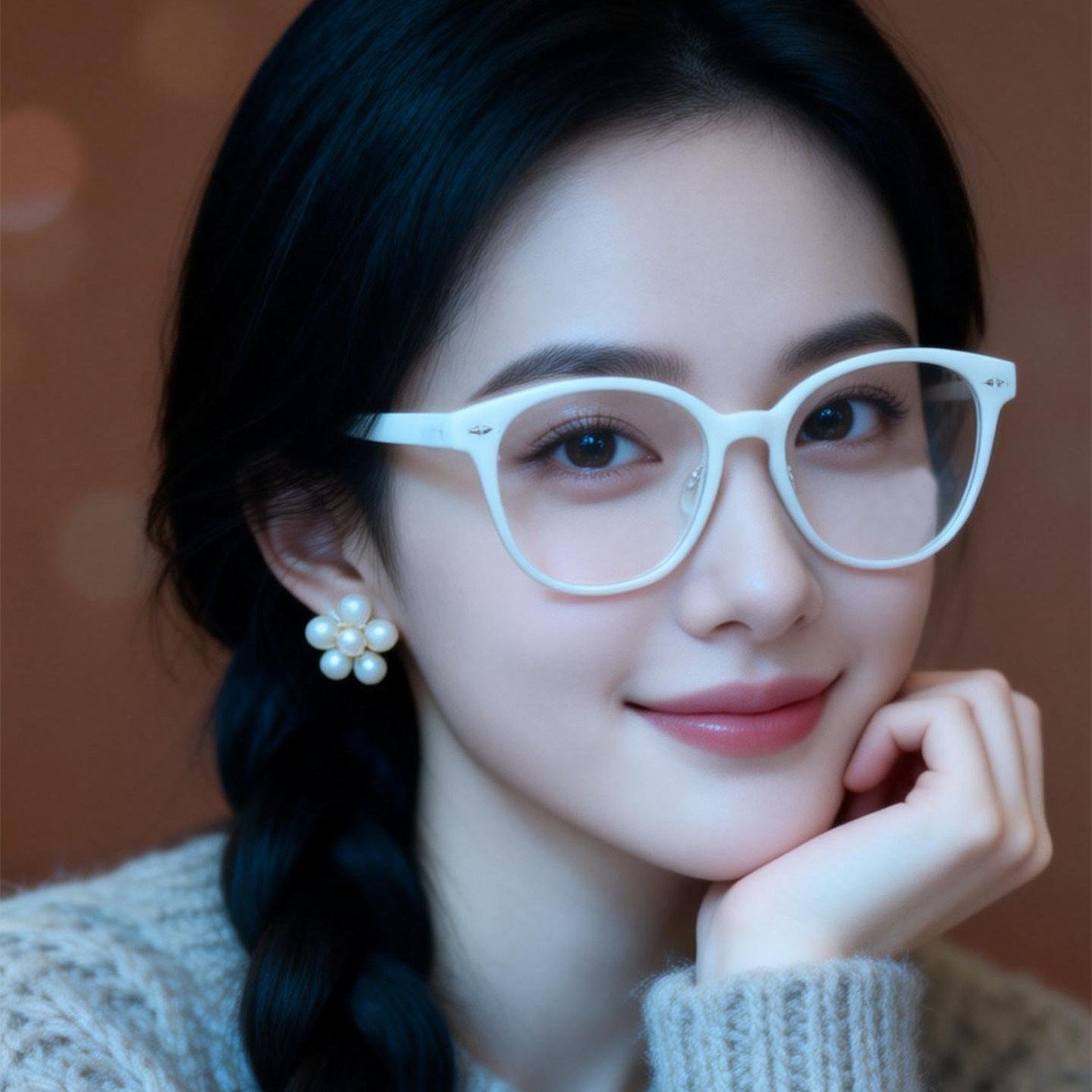 女士新款洋气款老花眼镜白色框玳瑁灰蓝框600度老光镜 瘦脸显年轻
