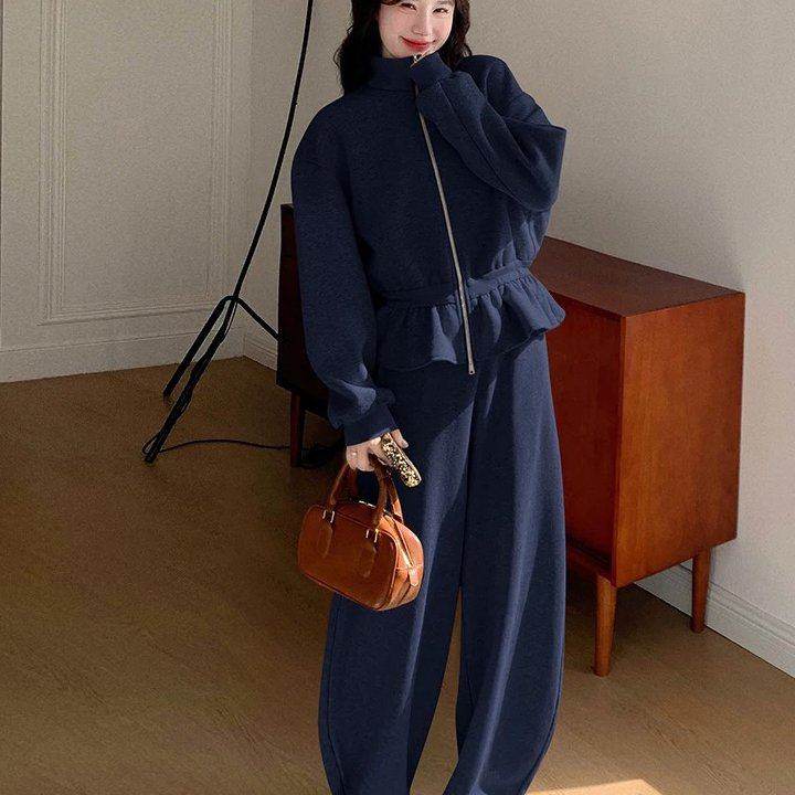 灰色设计感超火卫衣套装女秋季2025新款爆款减龄休闲阔腿裤两件套,女装/女士精品,时尚套装,淘宝优惠券,粉丝福利购,淘宝优惠卷