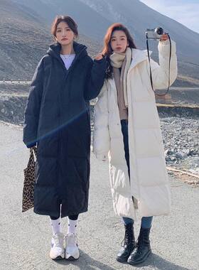 黑色中戏羽绒棉服女长款