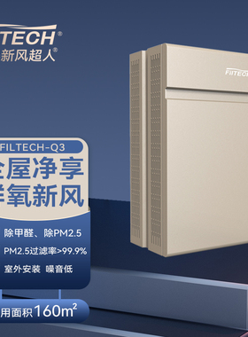 飞得新风系统Q3 室外壁挂新风机450风量 除甲醛除PM2.5 安装方便