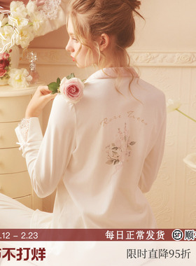 RoseTree纯棉睡衣女春秋薄款长袖时尚高级感家居服套装2025年新款