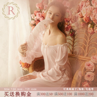 RoseTree宫廷睡裙女夏季 蕾丝复古公主风冰丝睡衣春秋 薄款 性感长款