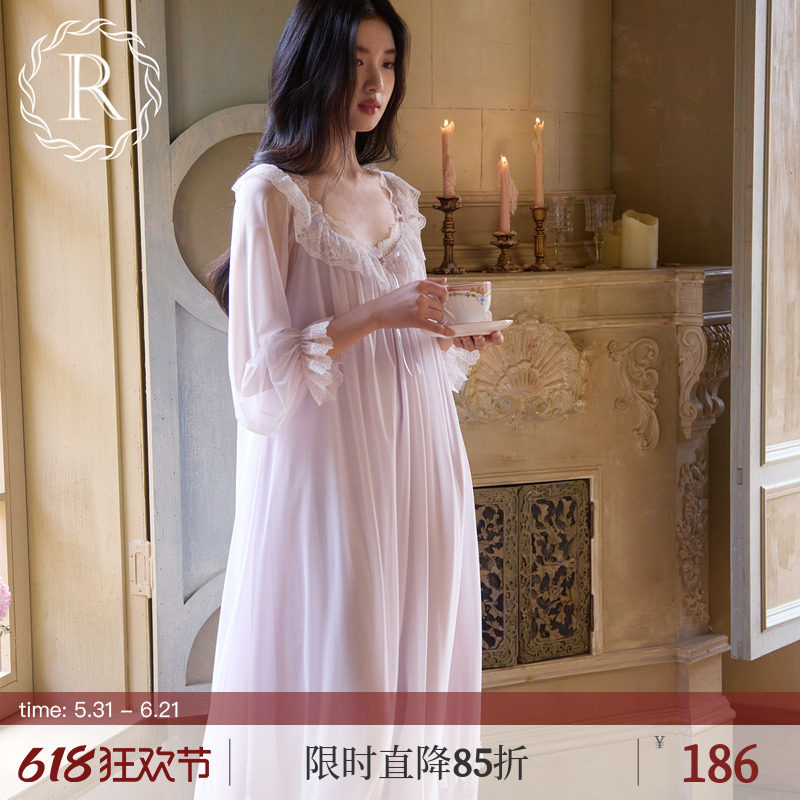 RoseTree公主睡裙女春秋季长袖蕾丝性感高级感法式绝美宫廷风睡衣