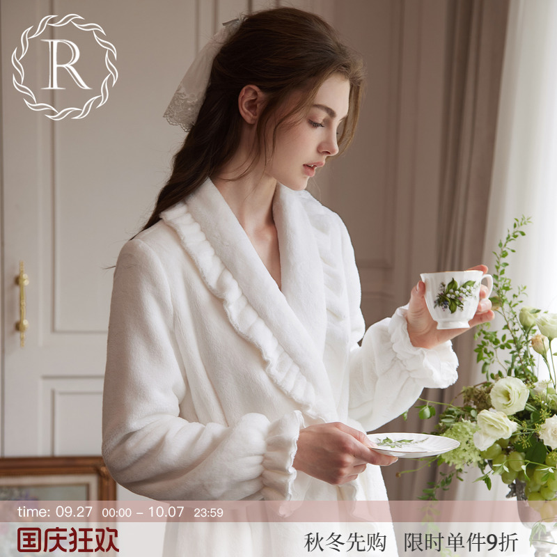RoseTree复古宫廷风法兰绒睡袍