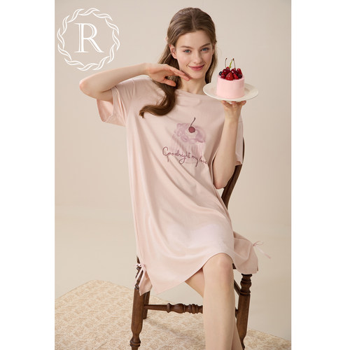 RoseTree夏日甜美少女印花短睡裙