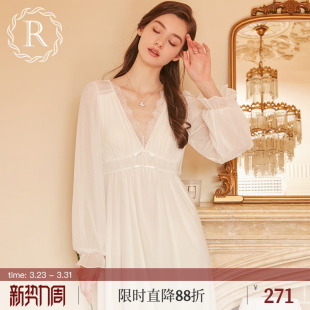 RoseTree法式 蕾丝性感纯欲宫廷风高级感睡衣带胸垫 睡裙春秋女长袖