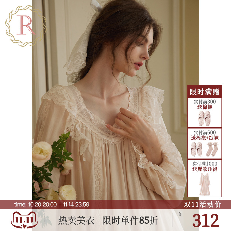 RoseTree宫廷少蕾丝古典棉纱睡裙