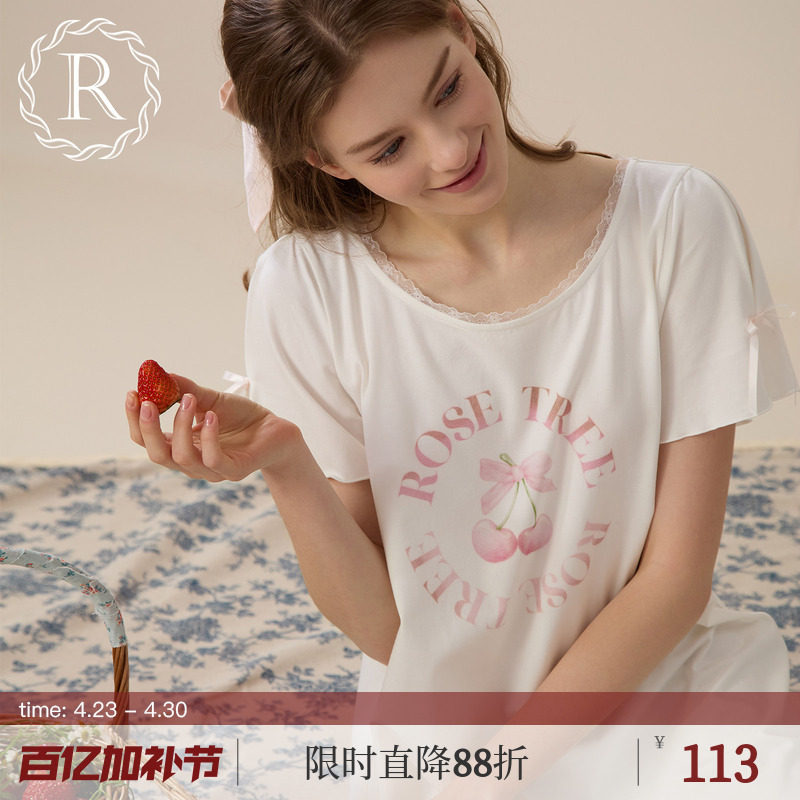 RoseTree可爱睡裙女款夏季短袖蕾丝甜美日系少女睡衣2026新款夏天
