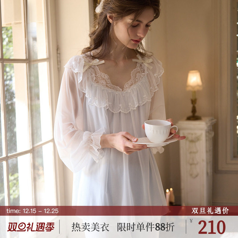 RoseTree古典宫廷网纱长袖睡衣