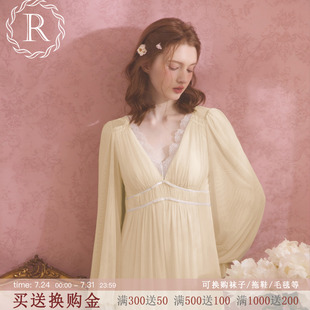 公主风蕾丝性感睡衣带胸垫 RoseTree宫廷睡裙女春秋季 长袖 长款 法式