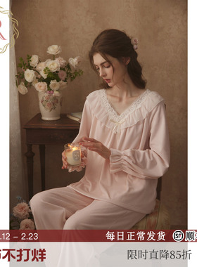 RoseTree薄绒睡衣女款秋冬季宫廷公主风珊瑚绒毛绒家居服套装冬天