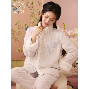 汉服珊瑚绒加绒加厚家居服 古风新中式 RoseTree国风睡衣套装 女冬季