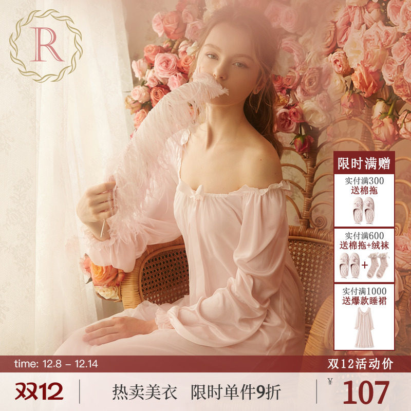 夏季性感长款蕾丝复古风睡裙