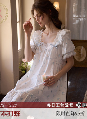 RoseTree蕾丝睡裙女款夏季短袖甜美可爱少女宫廷公主风睡衣夏天