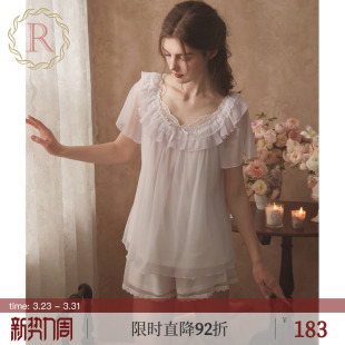薄款 宫廷风家居服套装 短袖 蕾丝法式 短裤 RoseTree公主睡衣女夏季