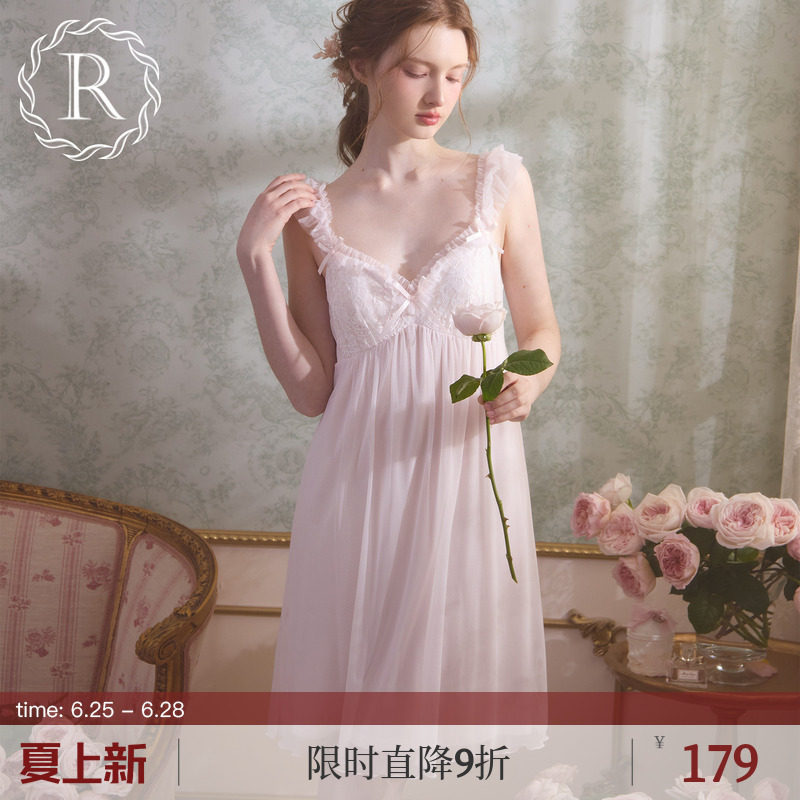 RoseTree吊带睡裙女士夏季法式蕾丝性感宫廷风睡衣2026新款带胸垫