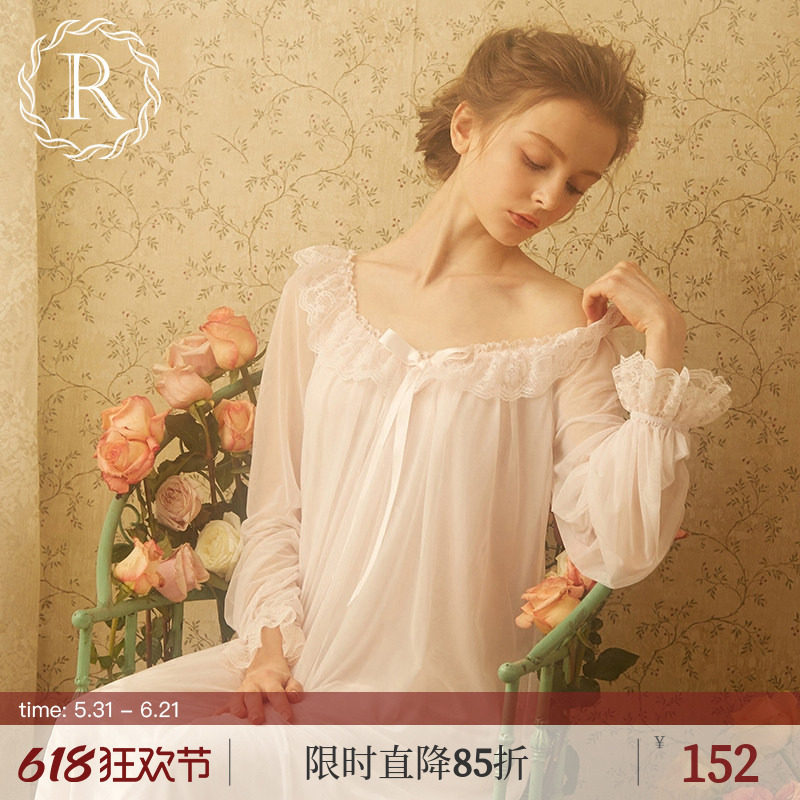 RoseTree宫廷睡裙春秋法式蕾丝公主风高级感性感绝美睡衣女款长袖