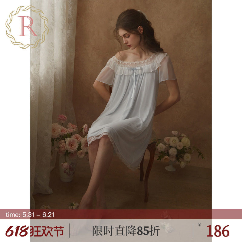 RoseTree网纱睡裙女夏季短袖蕾丝宫廷公主风独特绝美睡衣2026新款