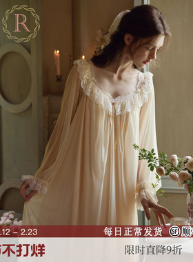 RoseTree睡裙女春秋款长袖性感蕾丝法式宫廷风高级感独特绝美睡衣