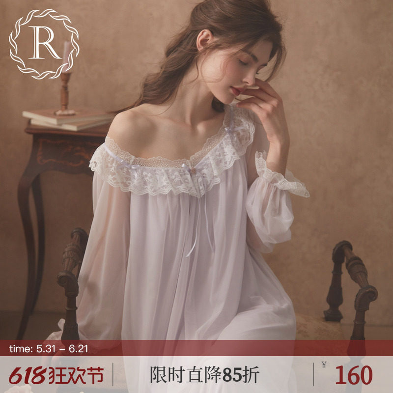 RoseTree宫廷风睡裙女士春秋季长袖法式蕾丝性感公主睡衣2026新款