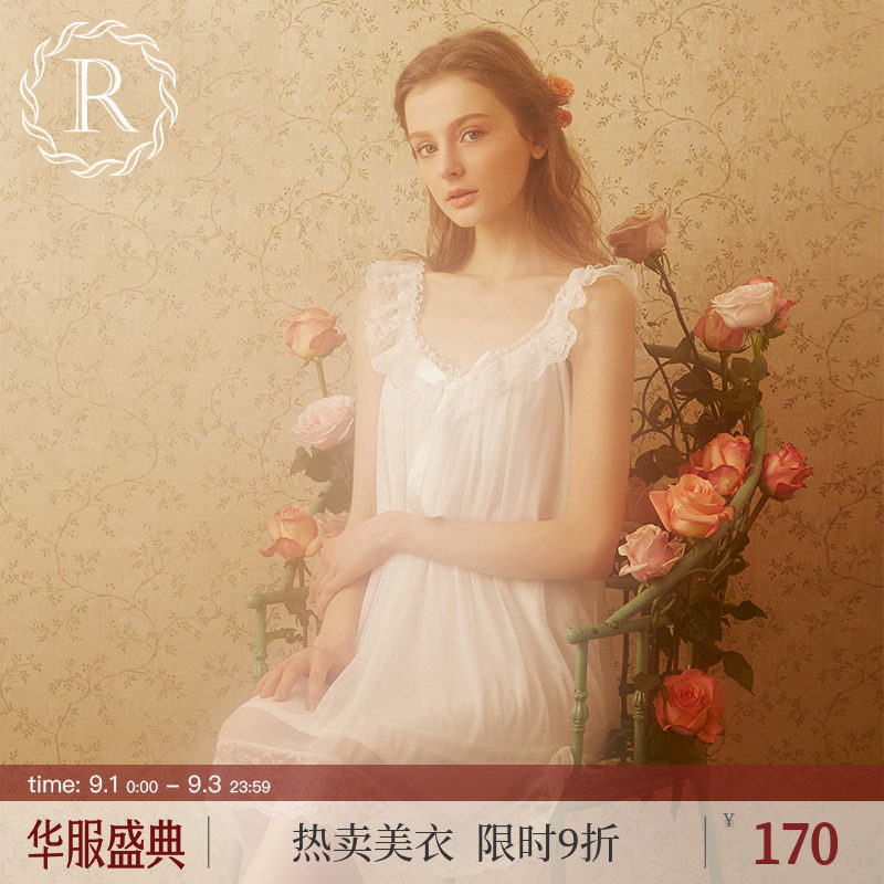 公主风性感蕾丝吊带短袖家居服图片