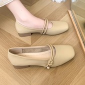 春秋晚晚风温柔平底奶奶瓢鞋 玛丽珍仙女配裙子小皮单鞋 女2025新款