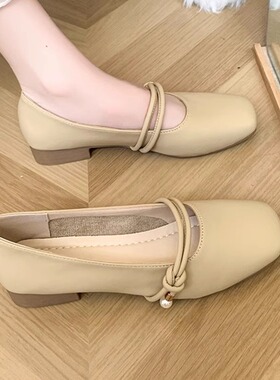 玛丽珍仙女配裙子小皮单鞋女2025新款春秋晚晚风温柔平底奶奶瓢鞋